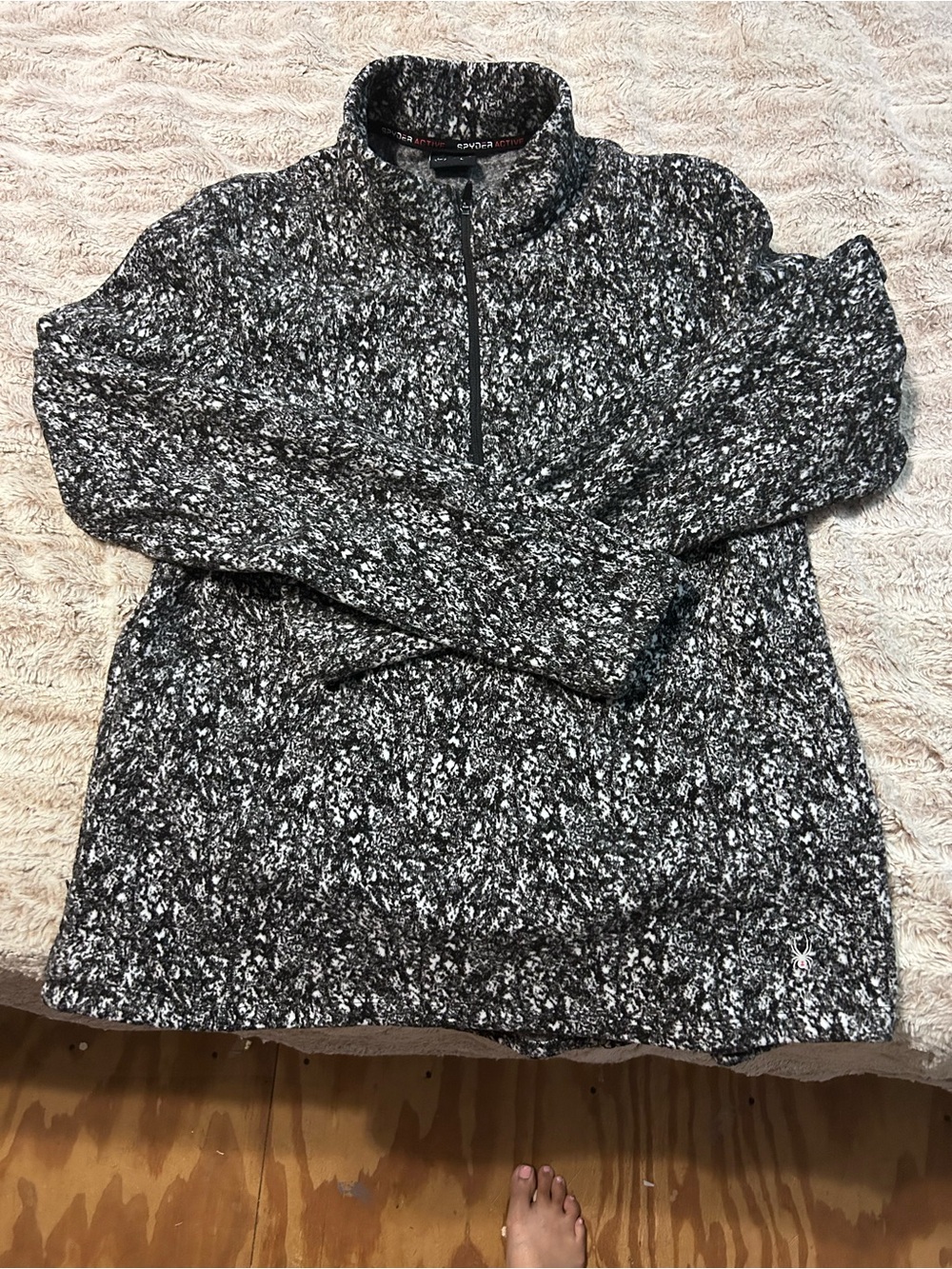 Spyder Women's Black & White Marled Half-Zip Sweater